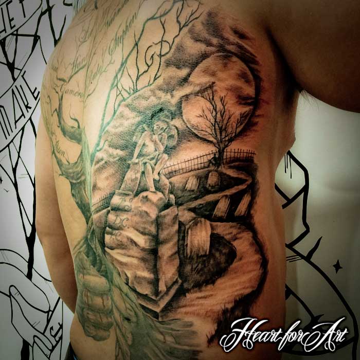 Family Tree Themed Back Tattoo - Heart for Art - Tattoo Shop - Manchester -  Blog - Heart for Art - Tattoo Artists - Cover up Tattoo Artists - Portrait  Tattoo Artist - Stalybridge - Manchester - UK