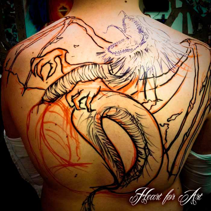 Full Back Free Hand Dragon Tattoo - Heart for Art - Tattoo Shop -  Manchester - Blog - Heart for Art - Tattoo Artists - Cover up Tattoo  Artists - Portrait Tattoo Artist - Stalybridge - Manchester - UK